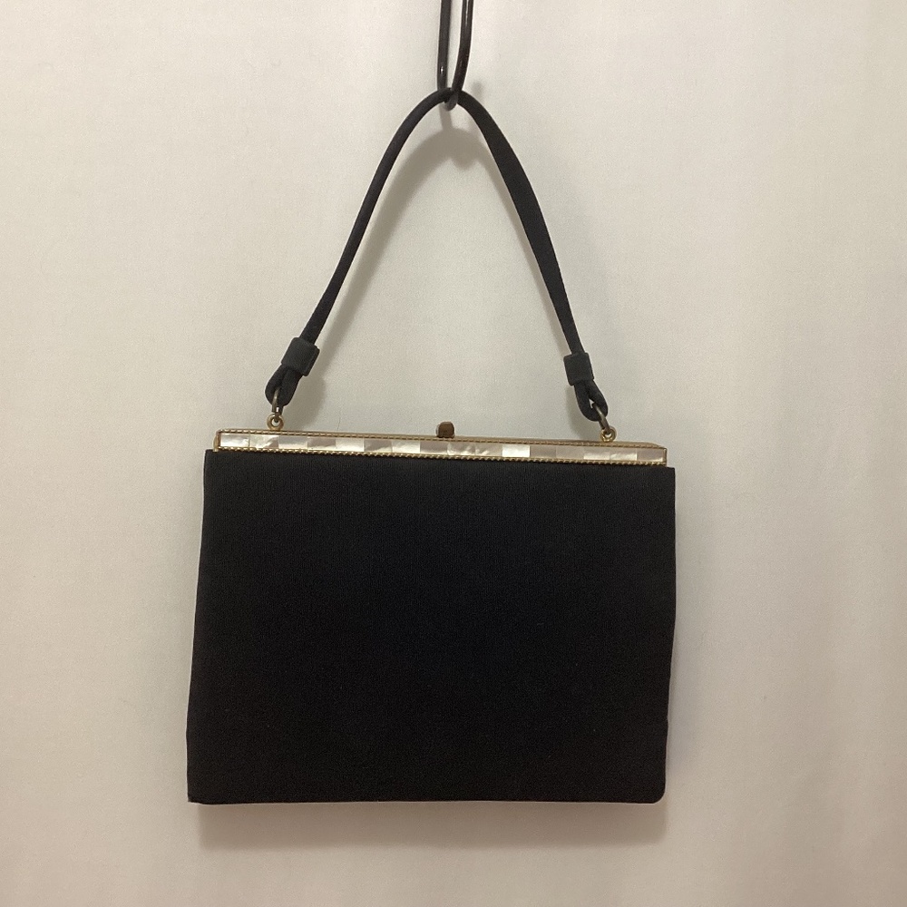 Vintage Handbag Purse “Lester Bags New York” Black Mother-of-Pearl Coin Purse